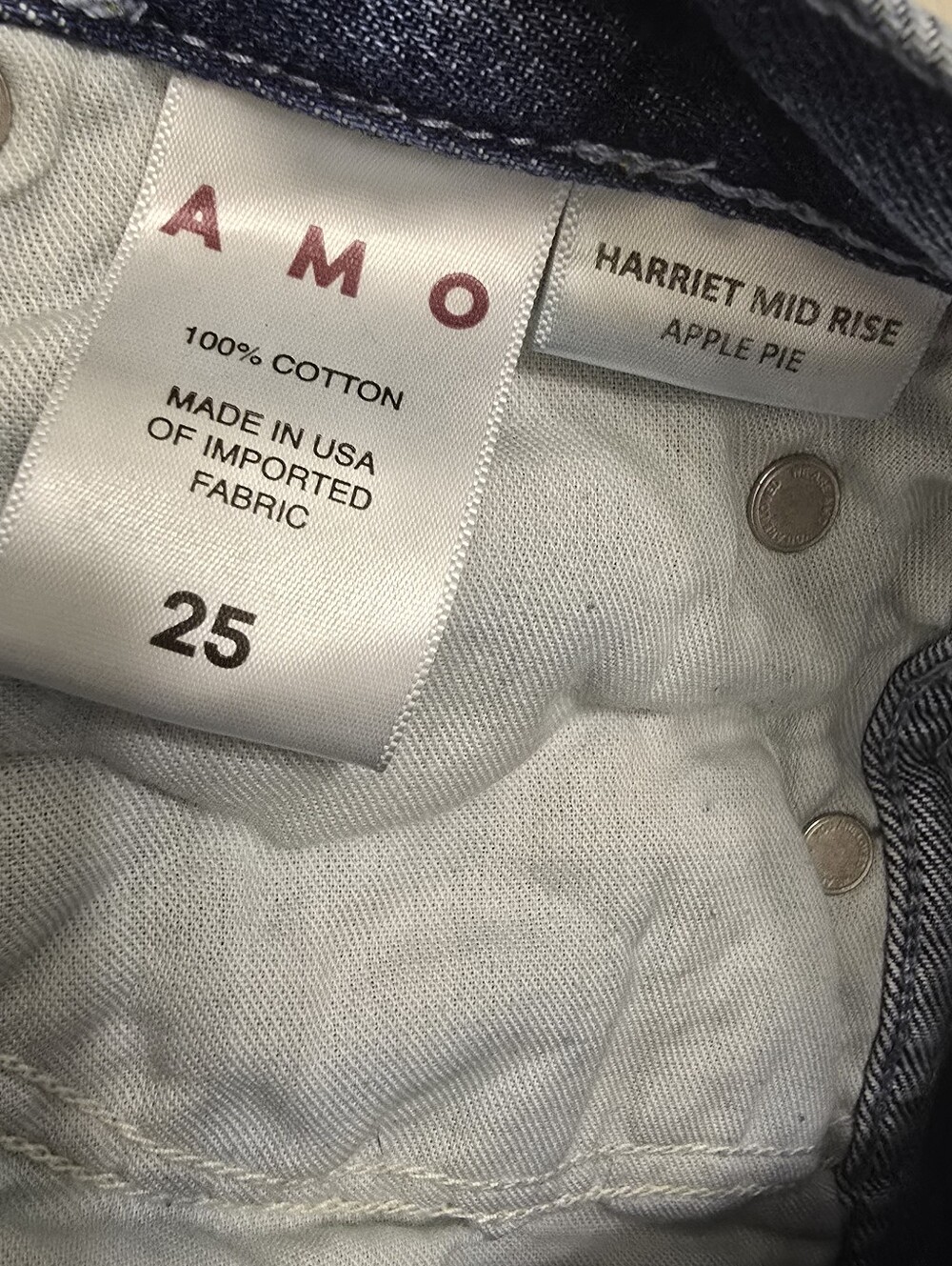 AMO $282 Harriett Mid Rise Apple Pie Straight Leg Y2K Denim Jeans 25 - Picture 5 of 9